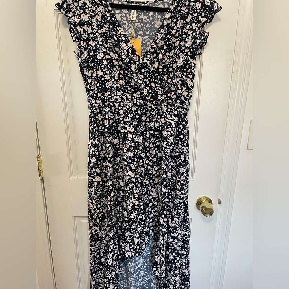 NWT Navy Floral High-low Dress